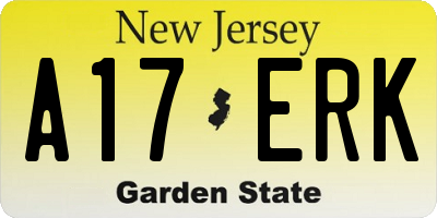 NJ license plate A17ERK