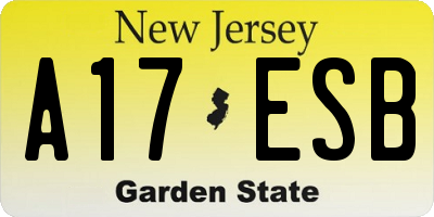 NJ license plate A17ESB