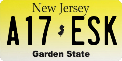 NJ license plate A17ESK