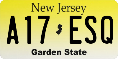 NJ license plate A17ESQ