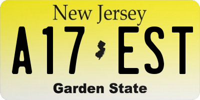 NJ license plate A17EST