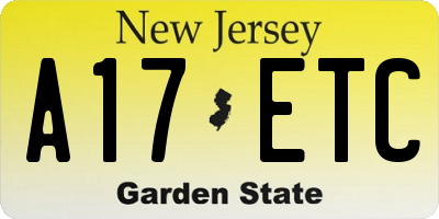 NJ license plate A17ETC