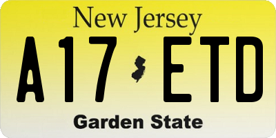 NJ license plate A17ETD