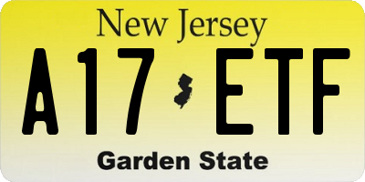 NJ license plate A17ETF