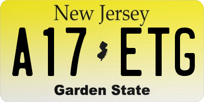 NJ license plate A17ETG