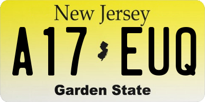 NJ license plate A17EUQ