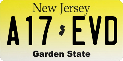 NJ license plate A17EVD
