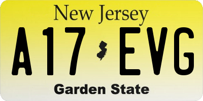 NJ license plate A17EVG