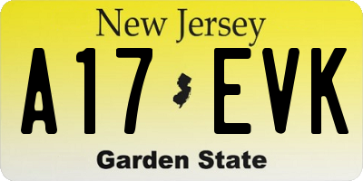 NJ license plate A17EVK