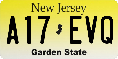 NJ license plate A17EVQ