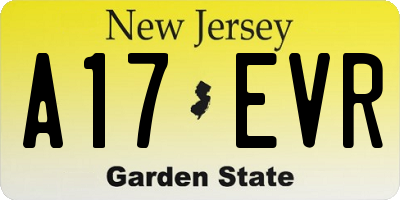NJ license plate A17EVR