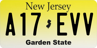 NJ license plate A17EVV