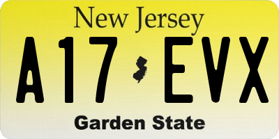 NJ license plate A17EVX