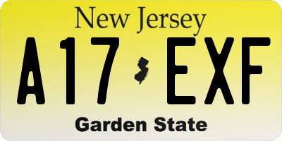 NJ license plate A17EXF
