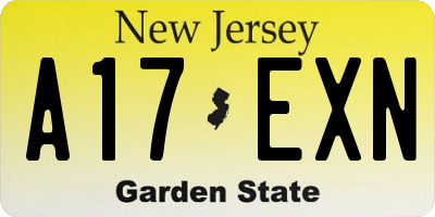 NJ license plate A17EXN
