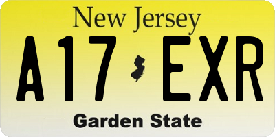 NJ license plate A17EXR