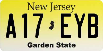 NJ license plate A17EYB