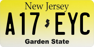 NJ license plate A17EYC