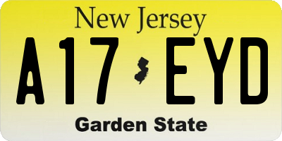 NJ license plate A17EYD