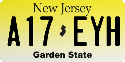 NJ license plate A17EYH