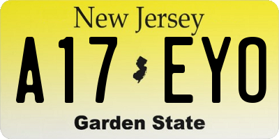 NJ license plate A17EYO
