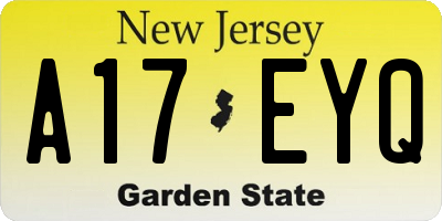 NJ license plate A17EYQ