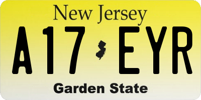 NJ license plate A17EYR