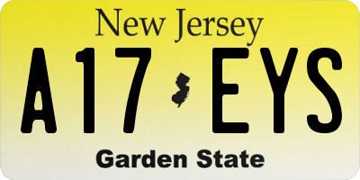 NJ license plate A17EYS