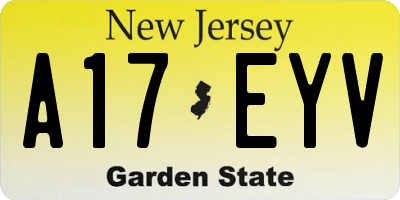 NJ license plate A17EYV