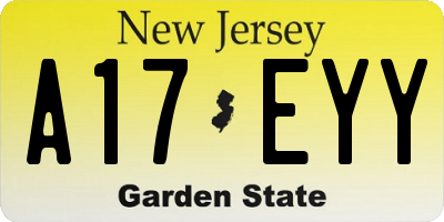 NJ license plate A17EYY