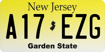 NJ license plate A17EZG