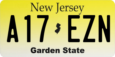 NJ license plate A17EZN