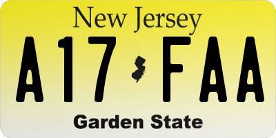 NJ license plate A17FAA