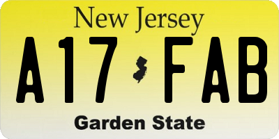 NJ license plate A17FAB