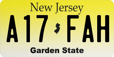 NJ license plate A17FAH