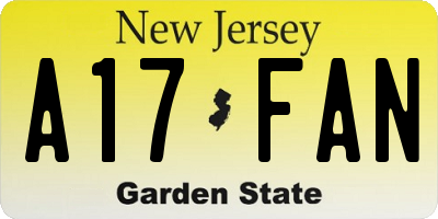 NJ license plate A17FAN