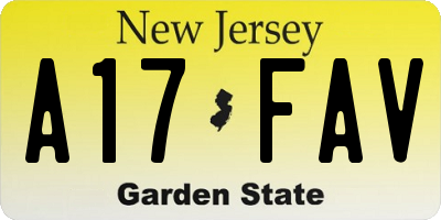 NJ license plate A17FAV