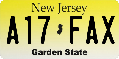 NJ license plate A17FAX