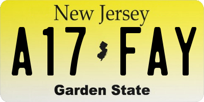 NJ license plate A17FAY