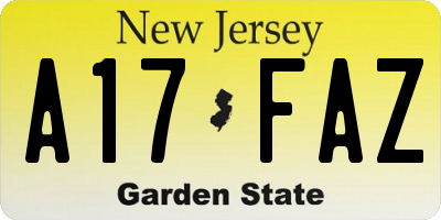 NJ license plate A17FAZ