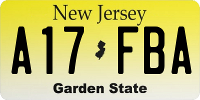 NJ license plate A17FBA