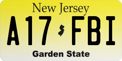 NJ license plate A17FBI