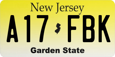 NJ license plate A17FBK