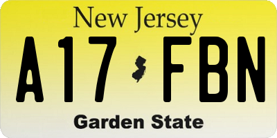 NJ license plate A17FBN
