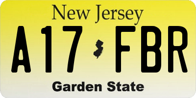 NJ license plate A17FBR