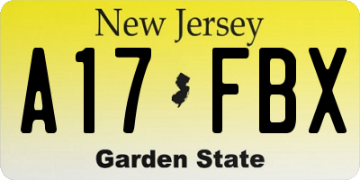 NJ license plate A17FBX