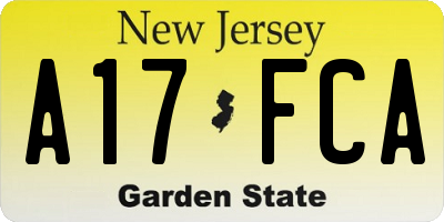 NJ license plate A17FCA