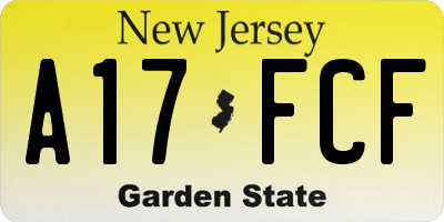 NJ license plate A17FCF