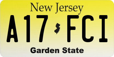 NJ license plate A17FCI