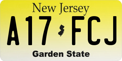 NJ license plate A17FCJ